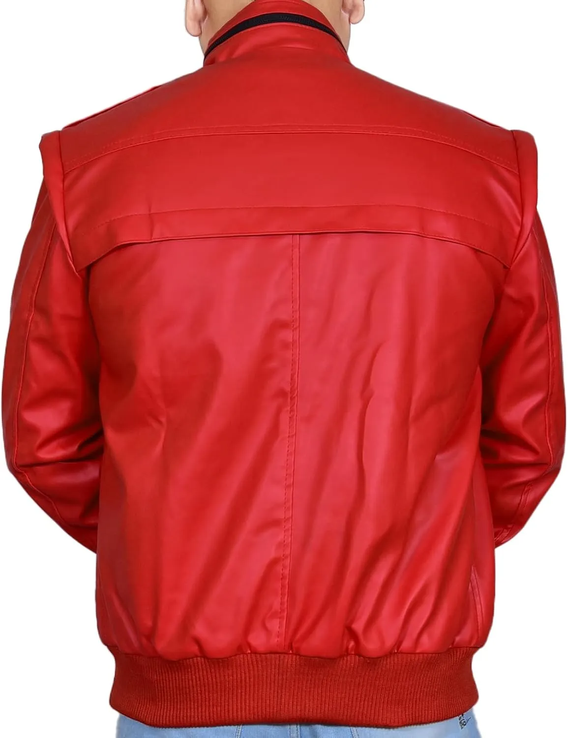 Mens Johnny The Karate Cobra Red Faux Leather Retro Bomber Warm Jacket