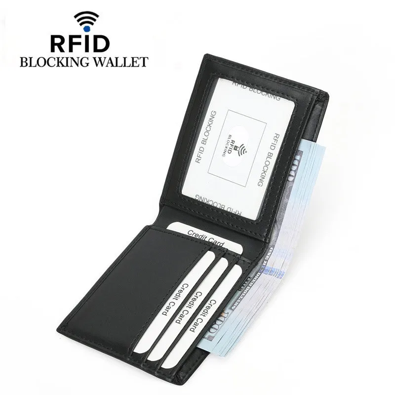 Men's Leather For Man Swiping Multicolor Short Men's Wallets