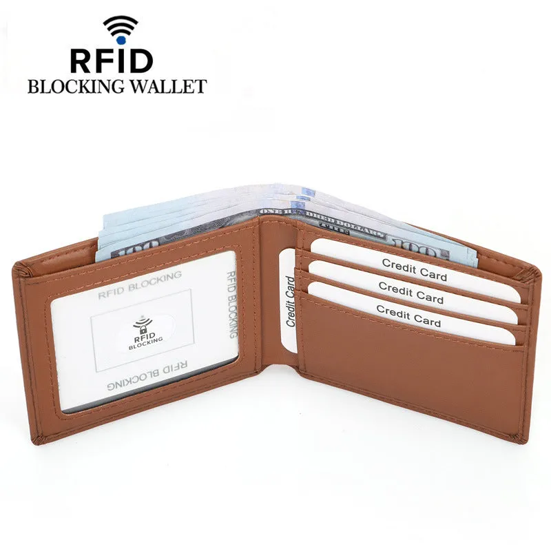 Men's Leather For Man Swiping Multicolor Short Men's Wallets