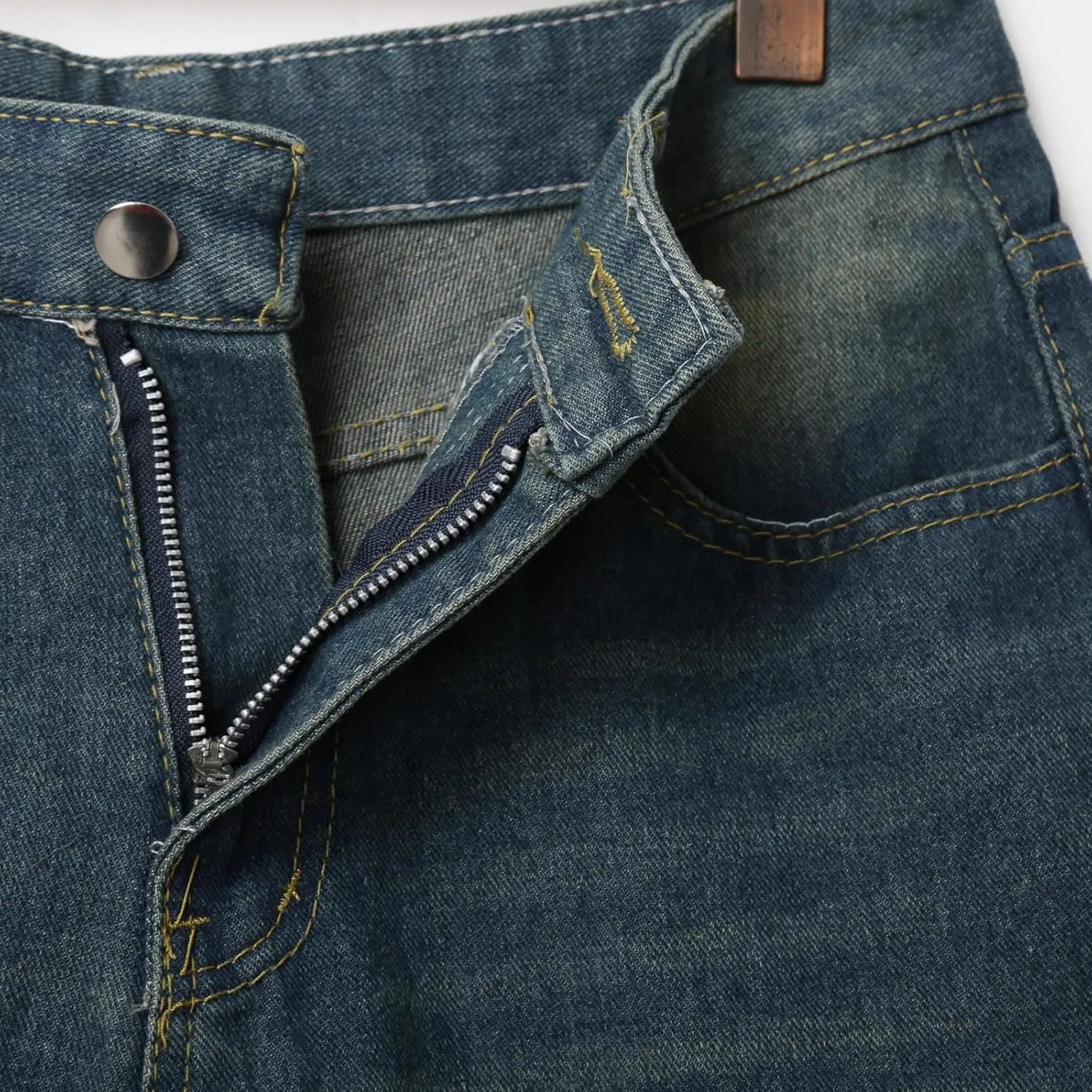 Men's Loose Y2K Hip Hop Cropped Jean Shorts Work Denim Shorts with Pockets Casual Trendy Outfits