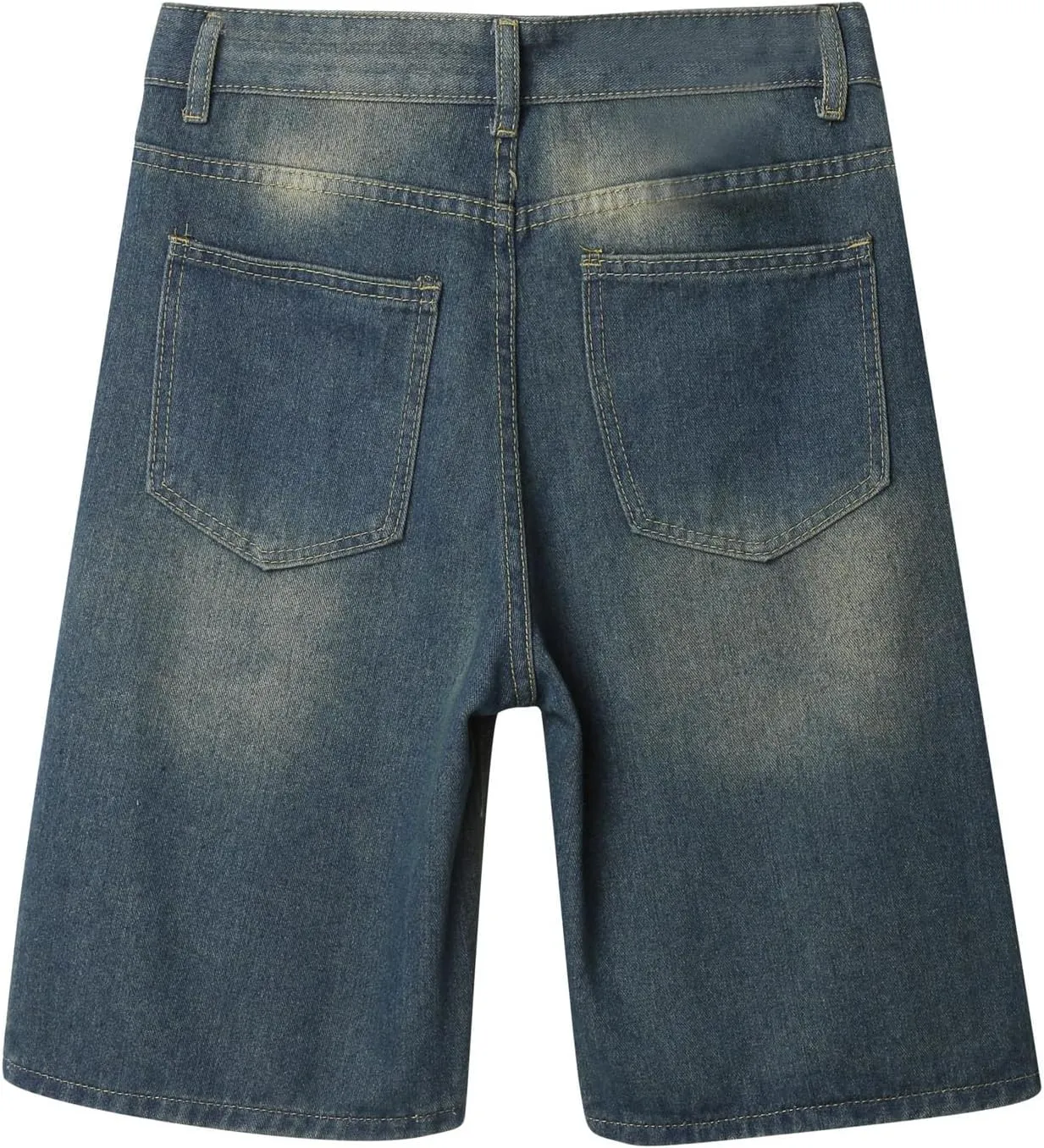 Men's Loose Y2K Hip Hop Cropped Jean Shorts Work Denim Shorts with Pockets Casual Trendy Outfits