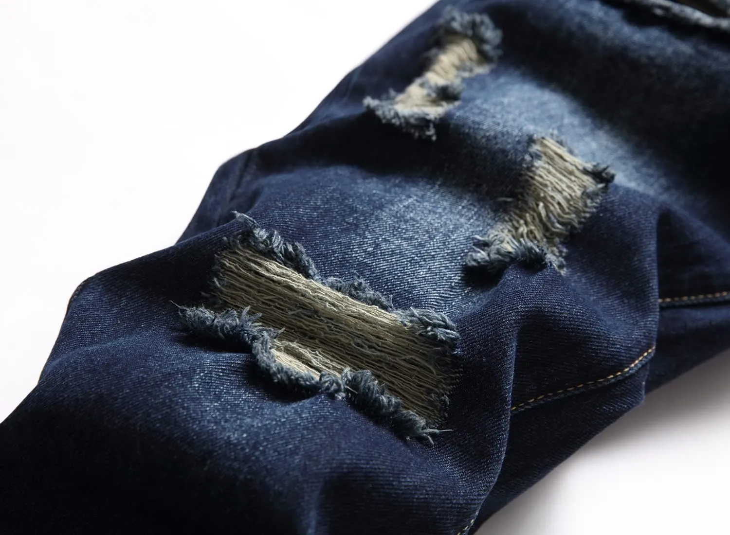 Men's Ripped Distressed Destroyed Straight Fit Washed Denim Jeans Pants