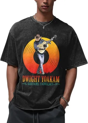Men's Singer Pattern Shirt Country Music Singer Graphic T-Shirt Drop Shoulder Washed Style Short Sleeve Printed Top