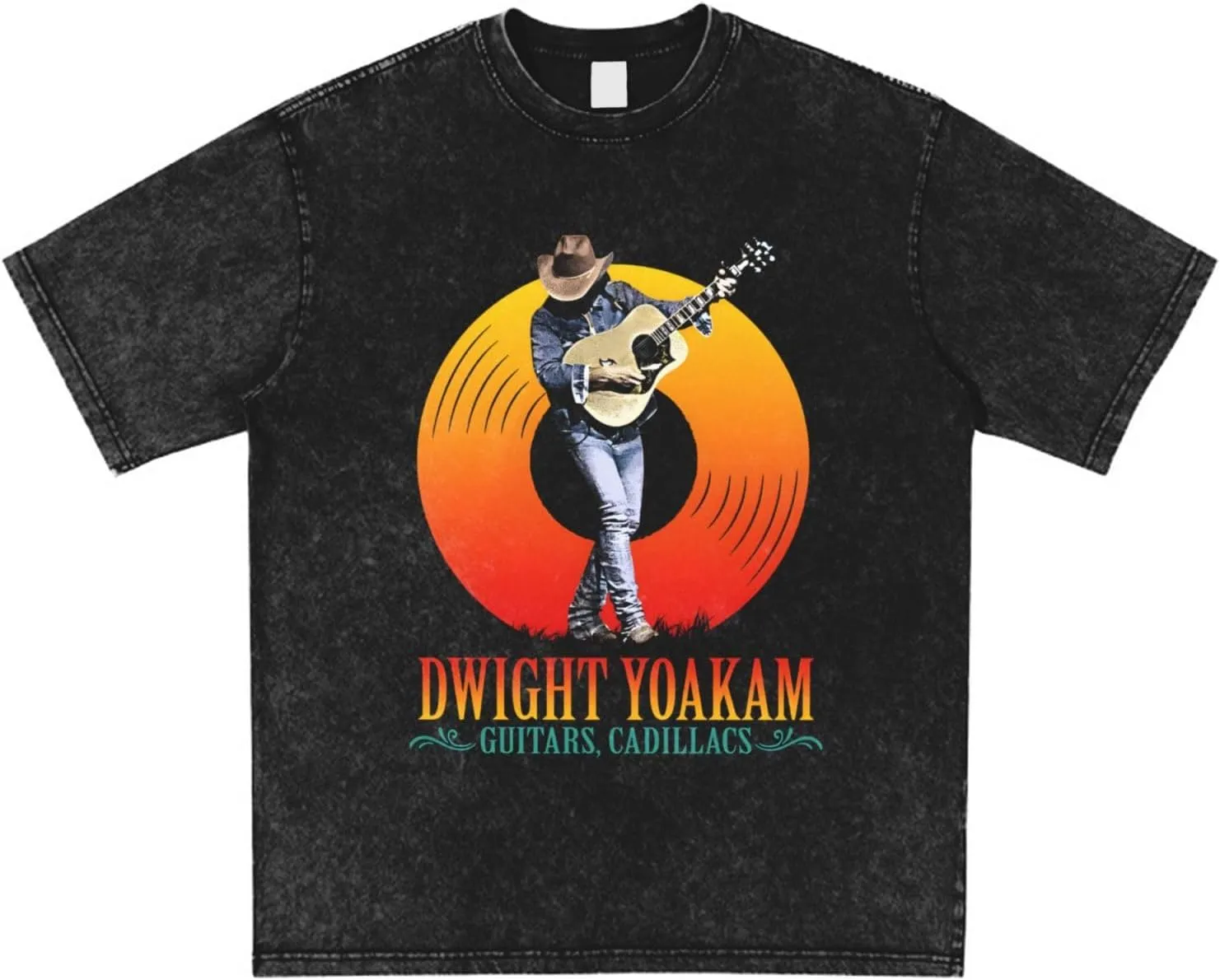 Men's Singer Pattern Shirt Country Music Singer Graphic T-Shirt Drop Shoulder Washed Style Short Sleeve Printed Top