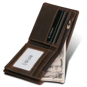 Men's Swiping Genuine Leather Crazy Horse Short Men's Wallets