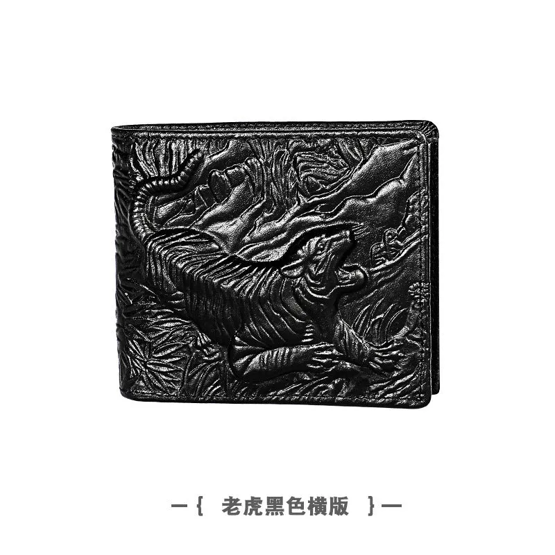 Men's Swiping Genuine Leather Crazy Horse Short Men's Wallets