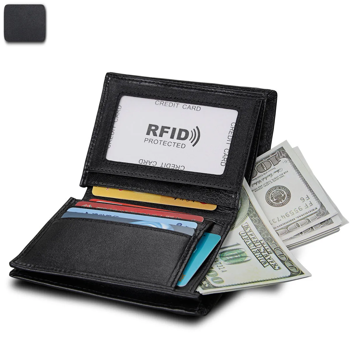 Men's Swiping Genuine Leather Crazy Horse Short Men's Wallets