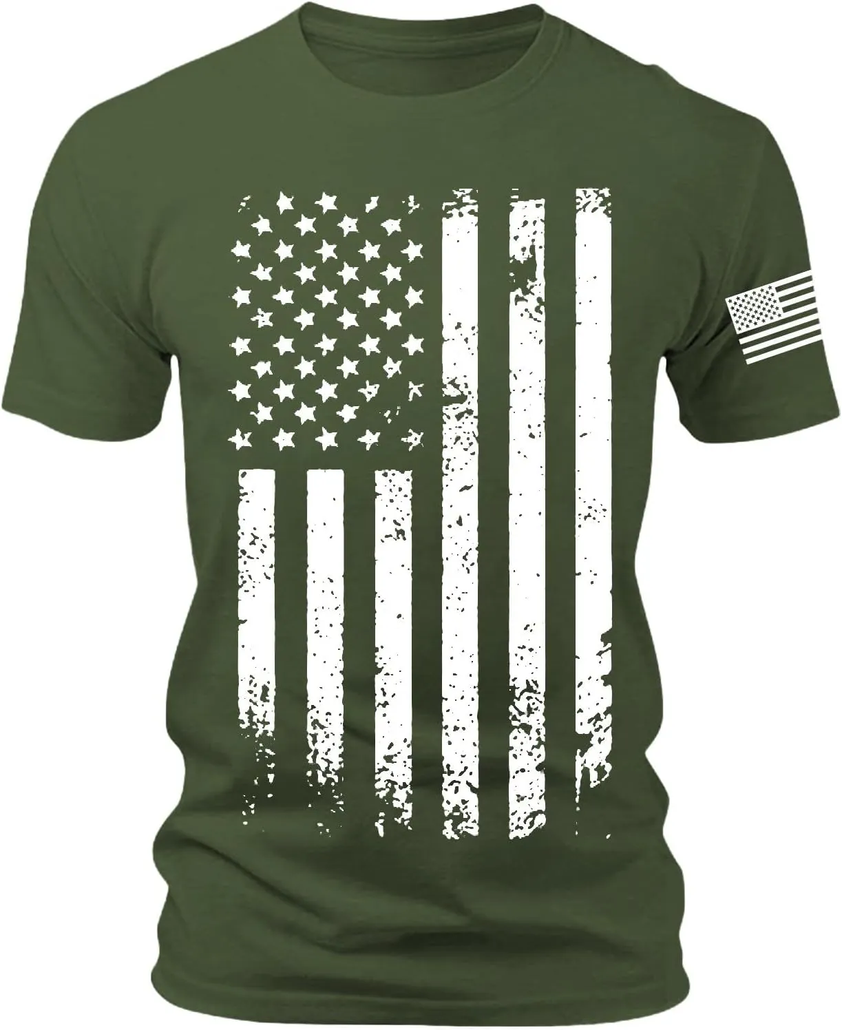 Mens T-Shirts Short Sleeve USA Flag Print 4th of July Patriotic T-Shirts Regular Fit Quick Dry Plus Size Tees