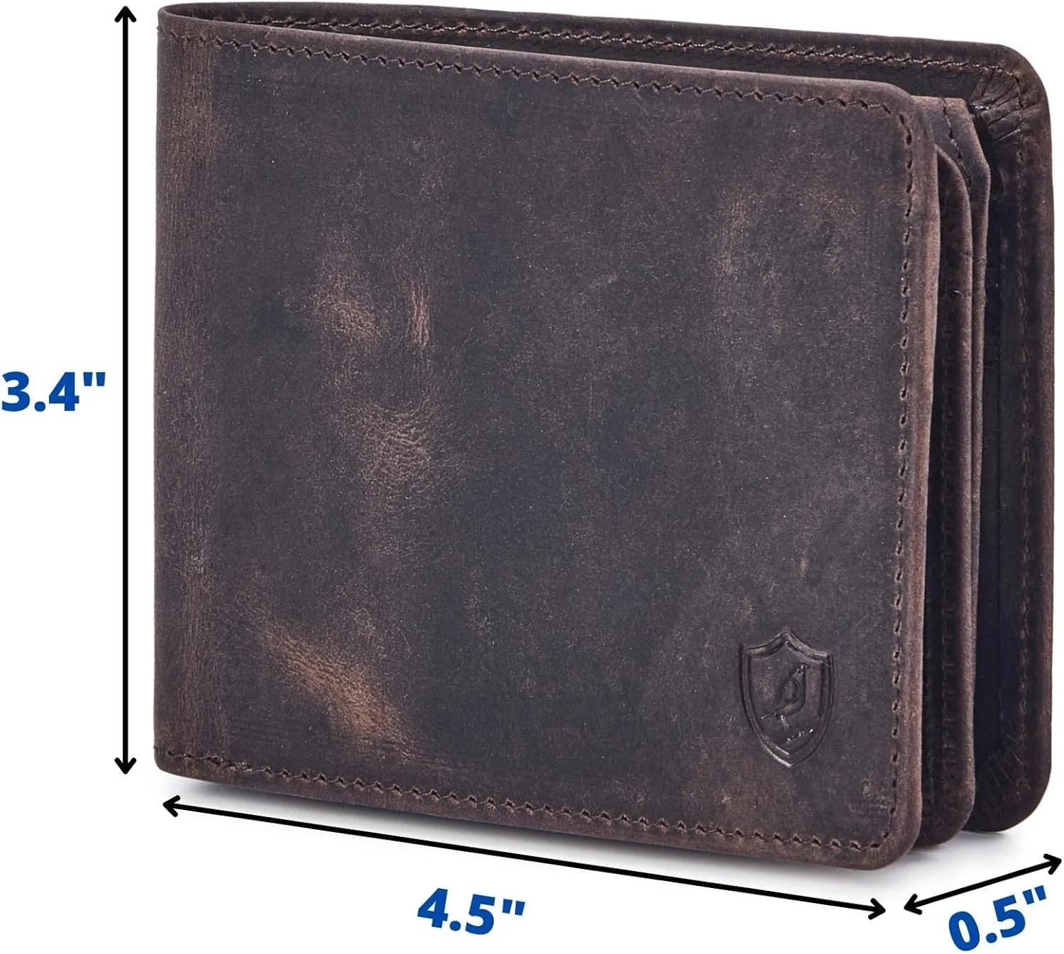 Mens Wallet Real Leather Bifold RFID Blocking High Capacity Card Case with 2 ID Window in Gift Box (Crazy Horse, Coffee)