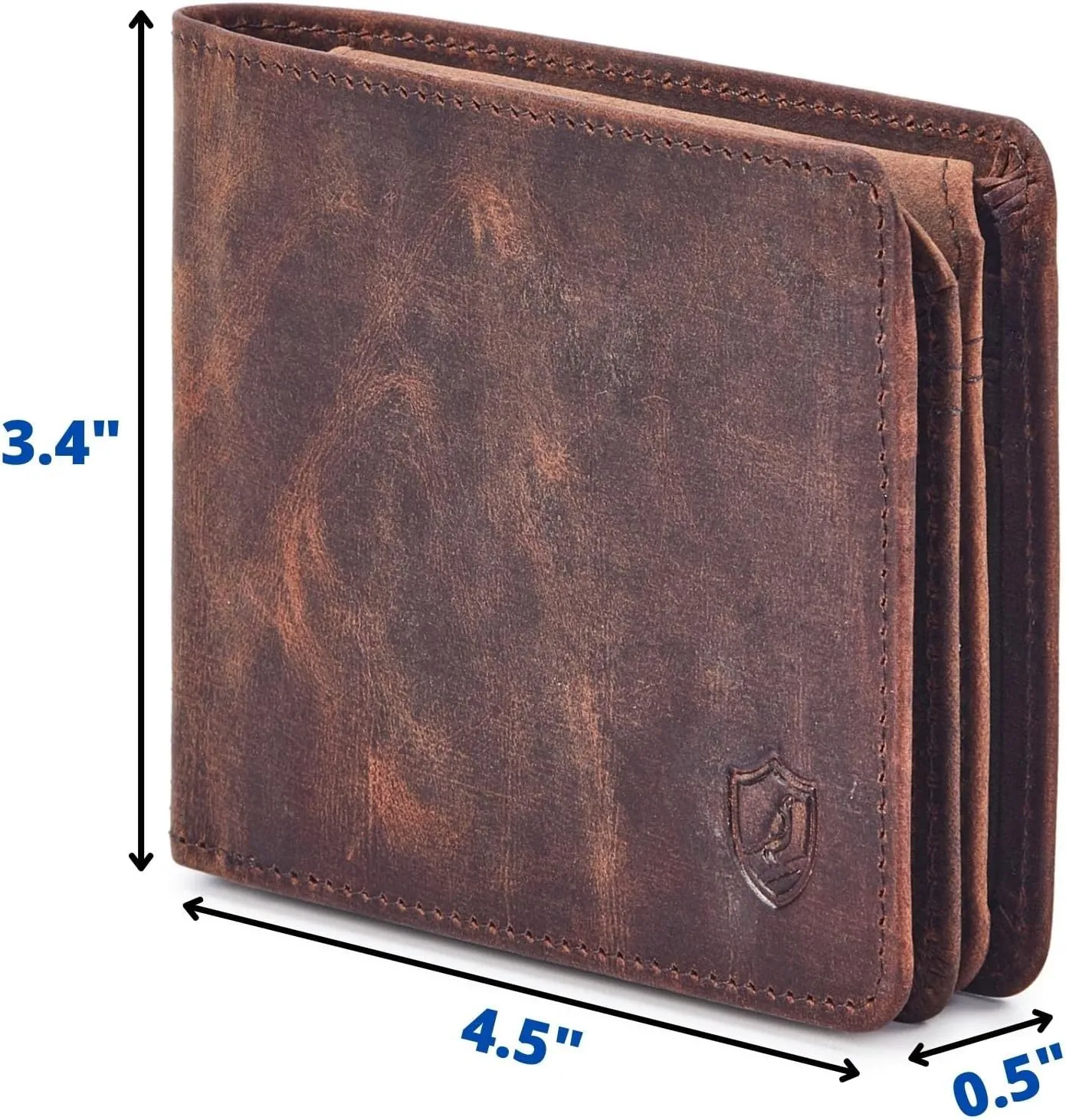 Mens Wallet Real Leather Bifold RFID Blocking High Capacity Card Case with 2 ID Window in Gift Box (Crazy Horse, Cognac)