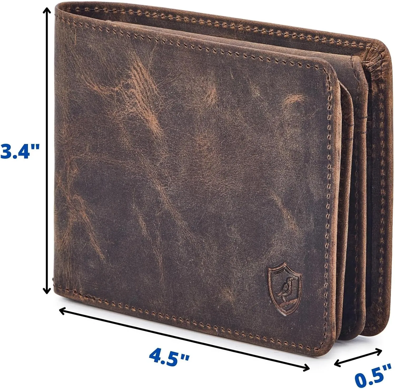 Mens Wallet Real Leather Bifold RFID Blocking High Capacity Card Case with 2 ID Window in Gift Box (Crazy Horse, Moss)