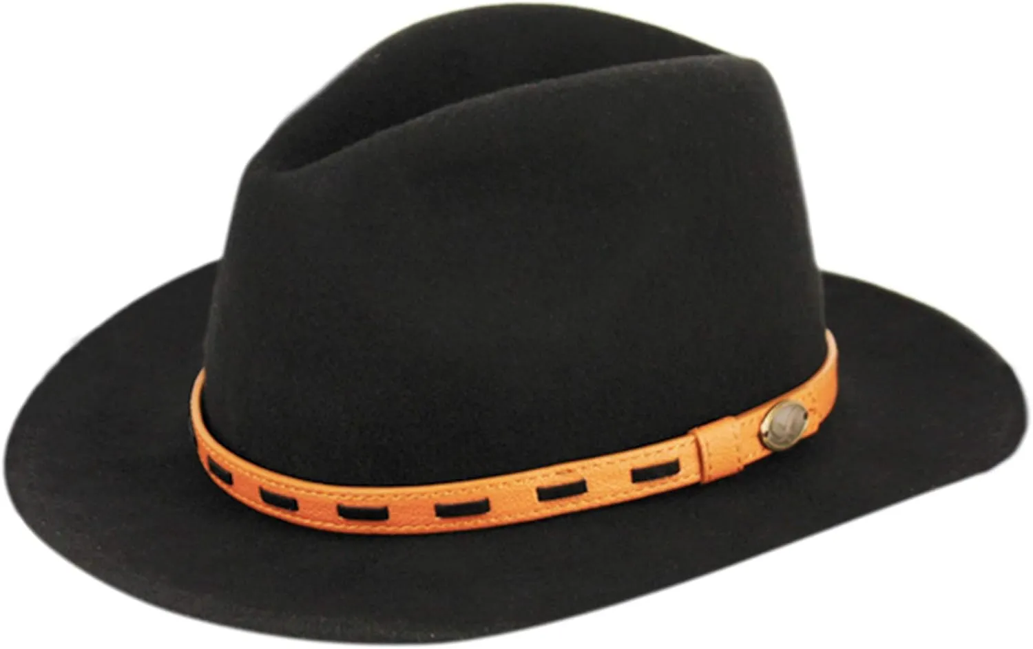 Men's Wool Felt Outback Fedora with Grosgrain or Faux Leather Band
