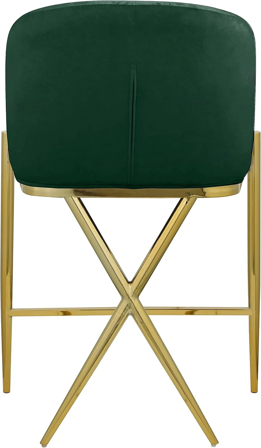 Meridian Furniture 867Green-C Xavier Collection Velvet Upholstered Counter Stool with Sturdy Gold Metal Legs, Green, 23.5" W x 22.5" D x 38" H