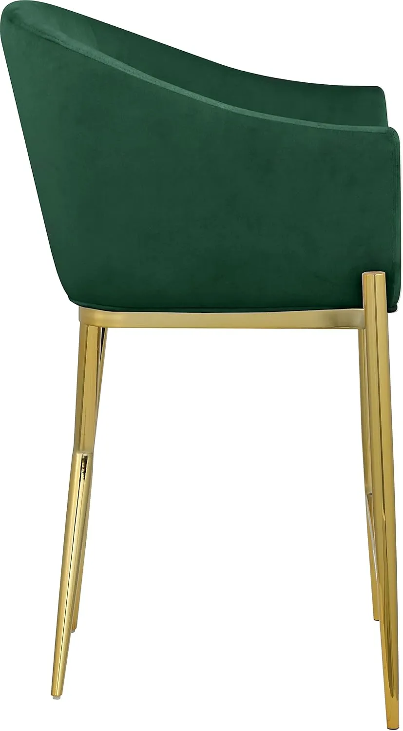 Meridian Furniture 867Green-C Xavier Collection Velvet Upholstered Counter Stool with Sturdy Gold Metal Legs, Green, 23.5" W x 22.5" D x 38" H
