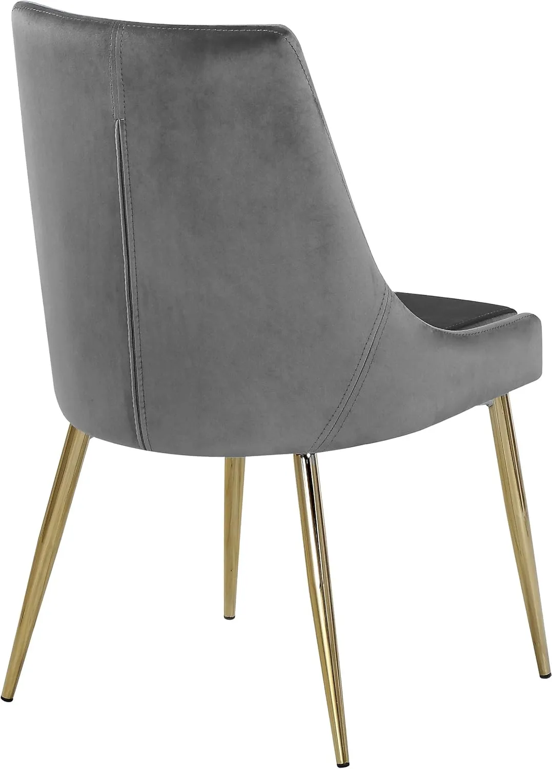 Meridian Furniture Karina Collection Modern | Contemporary Velvet Upholstered Dining Chair with Sturdy Metal Legs, Set of 2, 19.5" W x 21.5" D x 33.5" H, Grey