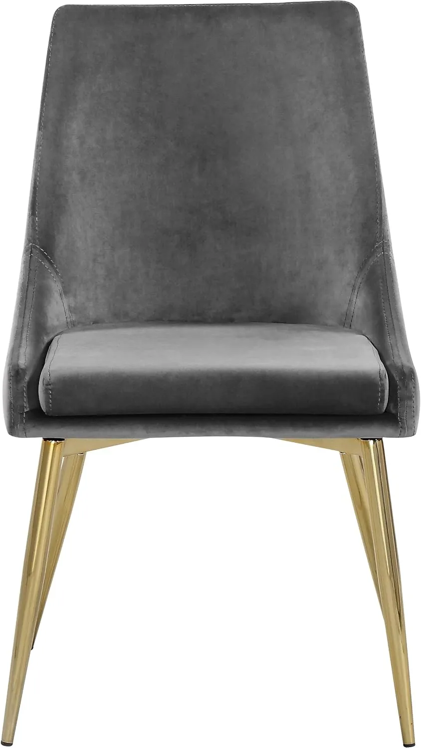 Meridian Furniture Karina Collection Modern | Contemporary Velvet Upholstered Dining Chair with Sturdy Metal Legs, Set of 2, 19.5" W x 21.5" D x 33.5" H, Grey