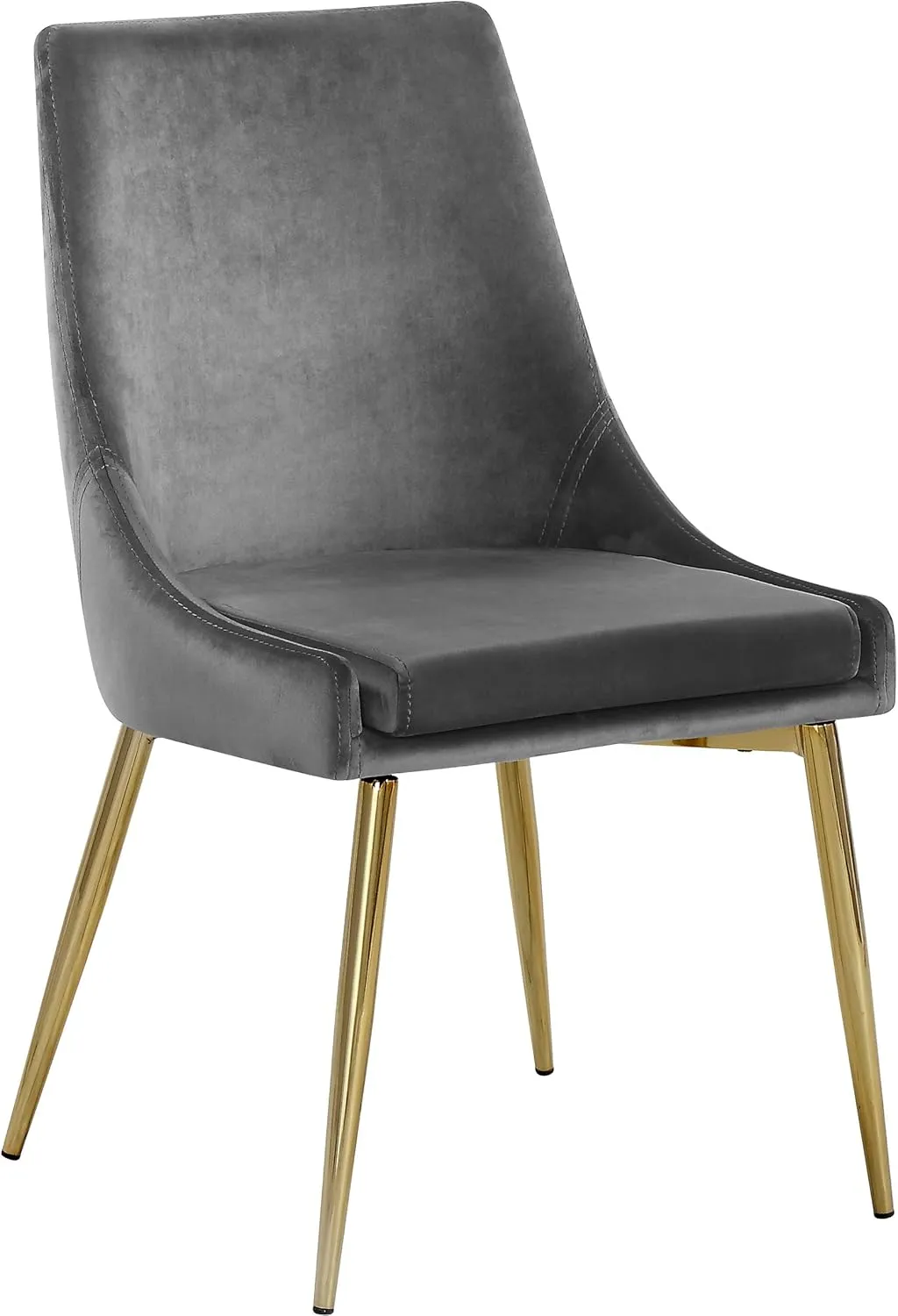 Meridian Furniture Karina Collection Modern | Contemporary Velvet Upholstered Dining Chair with Sturdy Metal Legs, Set of 2, 19.5" W x 21.5" D x 33.5" H, Grey