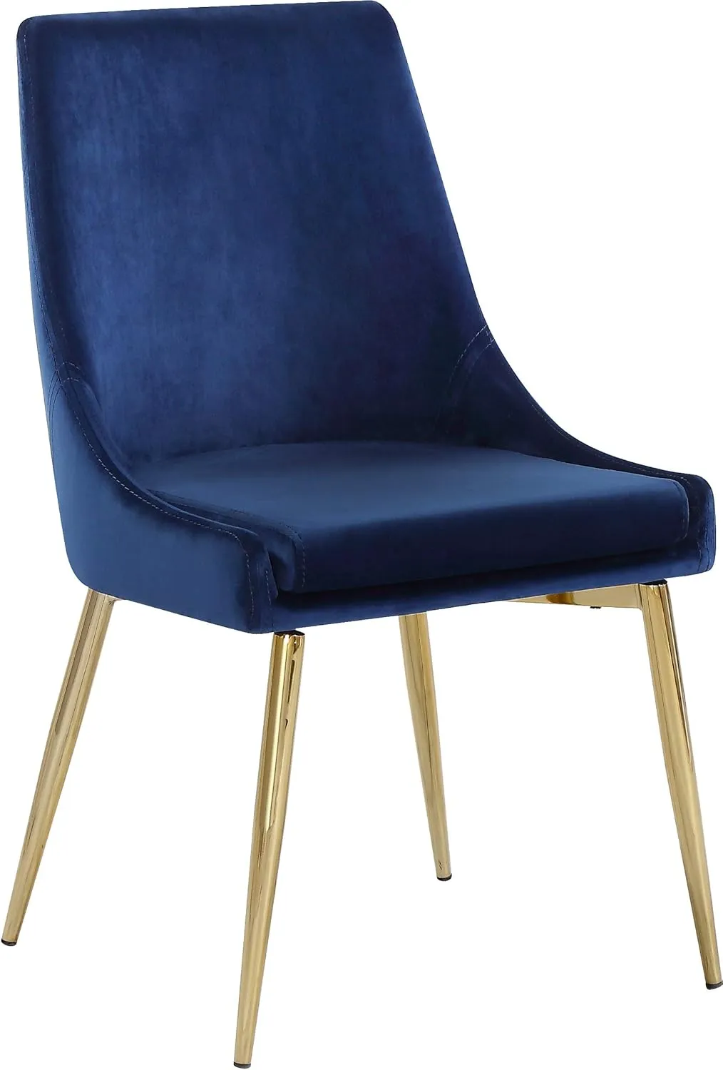 Meridian Furniture Karina Collection Modern | Contemporary Velvet Upholstered Dining Chair with Sturdy Metal Legs, Set of 2, 19.5" W x 21.5" D x 33.5" H, Navy