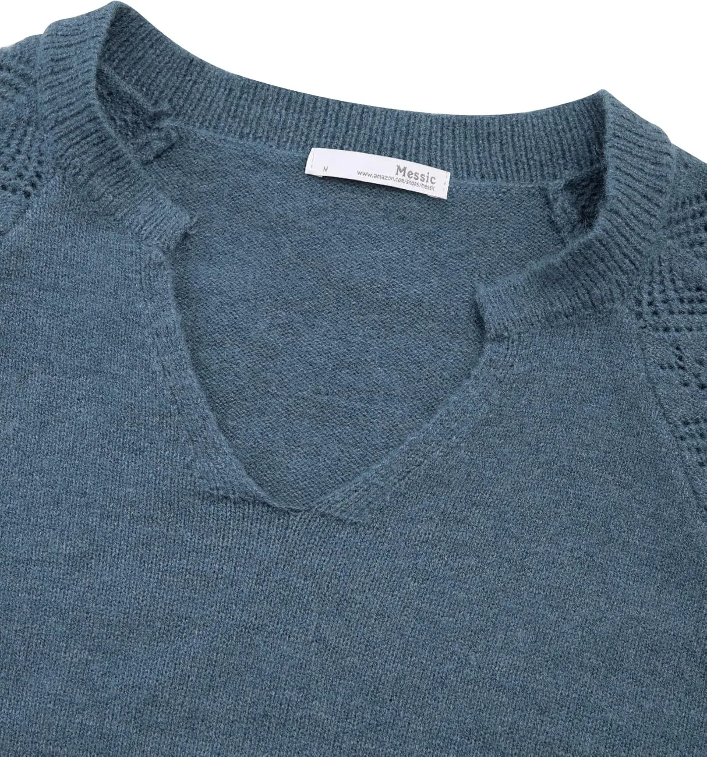 Messic Womens Pullover Sweaters 2024 Casual Long Sleeve V Neck Loose Knit Tops