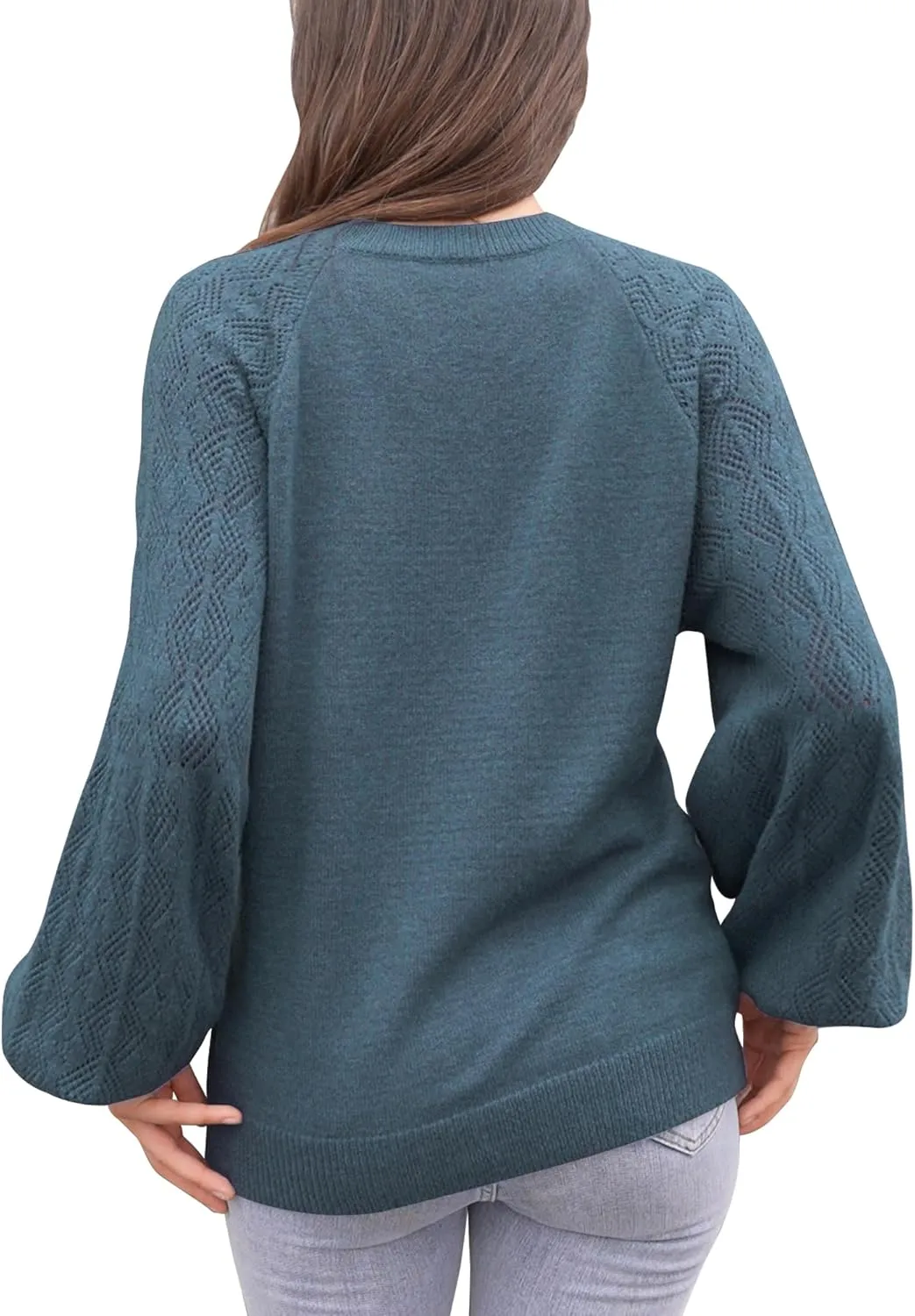 Messic Womens Pullover Sweaters 2024 Casual Long Sleeve V Neck Loose Knit Tops