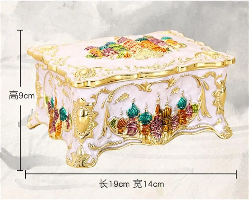 Metal Zinc Alloy Jewelry Box Vintage Jewelry Storage Box Creative Wedding Clamshell Jewelry Box(Gray)