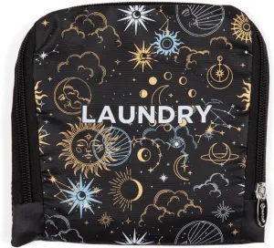 Miamica Foldable Travel Laundry Bag, Black Gold Celestial Moon and Stars – Lightweight, Durable Design with Drawstring Closure, One Size