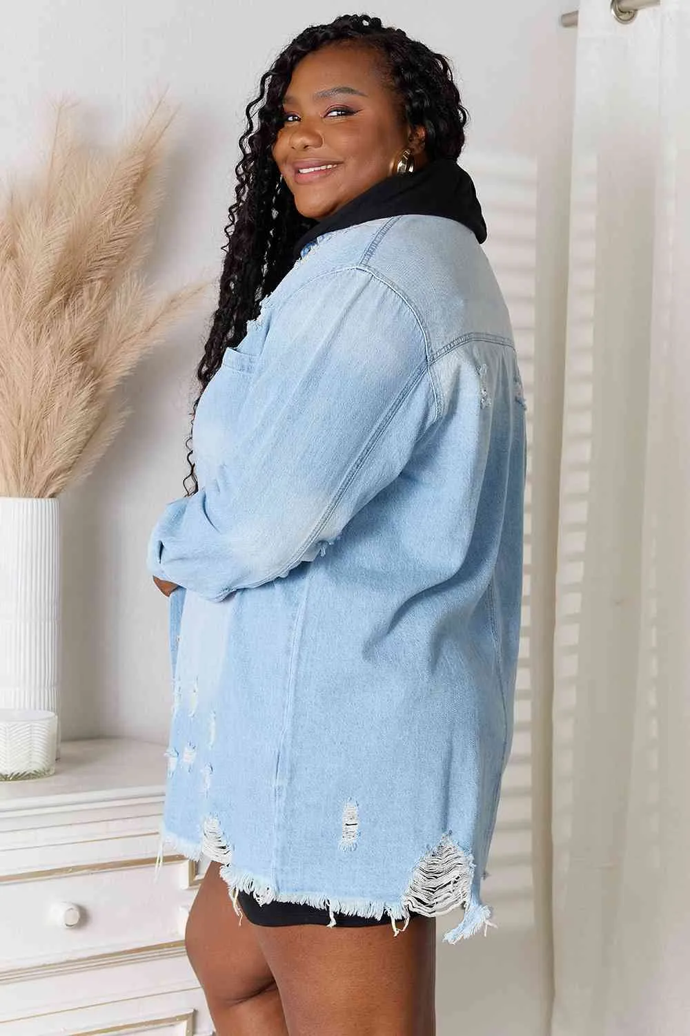 Michelle Raw Hem Denim Shacket