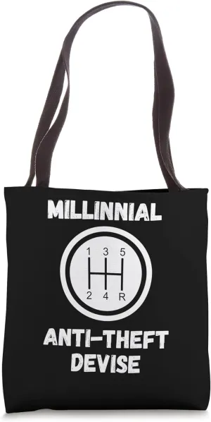 Millinnial anti theft device stick shifting manual Tote Bag