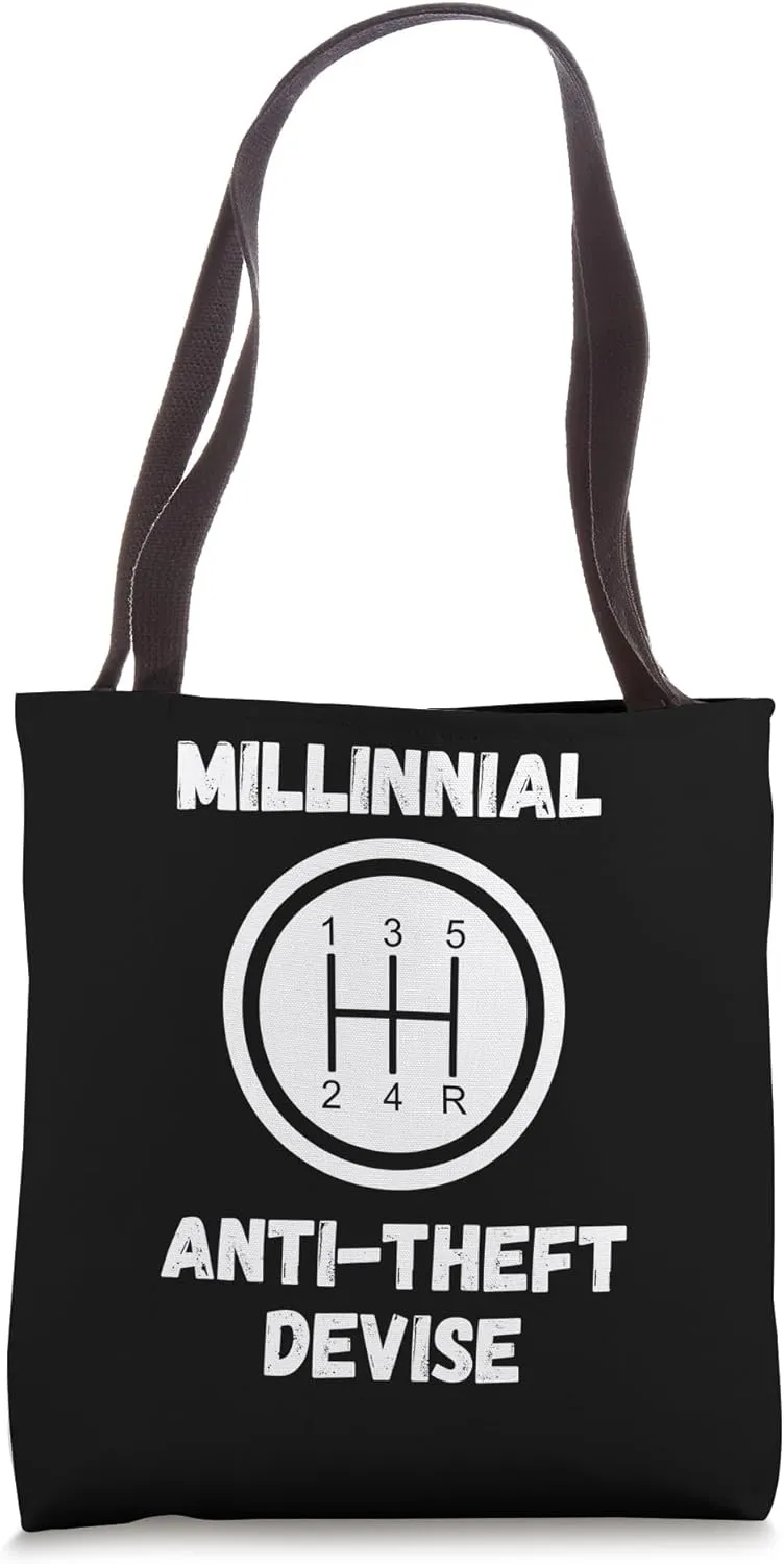 Millinnial anti theft device stick shifting manual Tote Bag