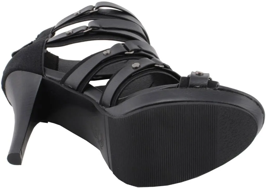 Milwaukee Leather MBL9451 Women's Black Fashion Casual Stiletto Heeled Sandals with Ankle Strap - 6