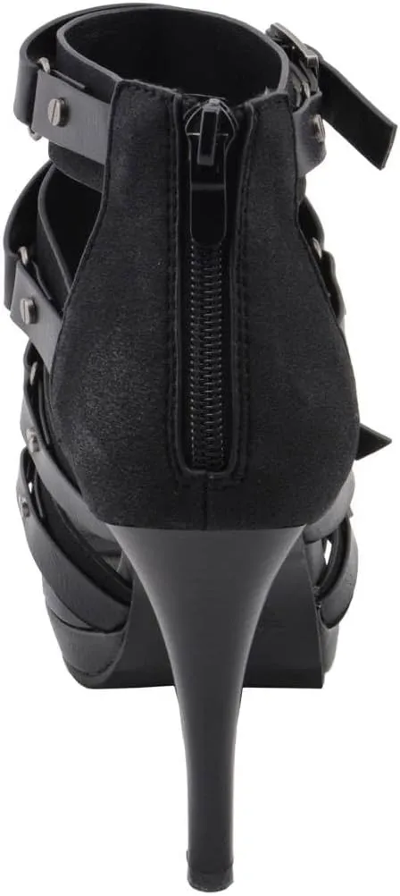 Milwaukee Leather MBL9451 Women's Black Fashion Casual Stiletto Heeled Sandals with Ankle Strap - 6