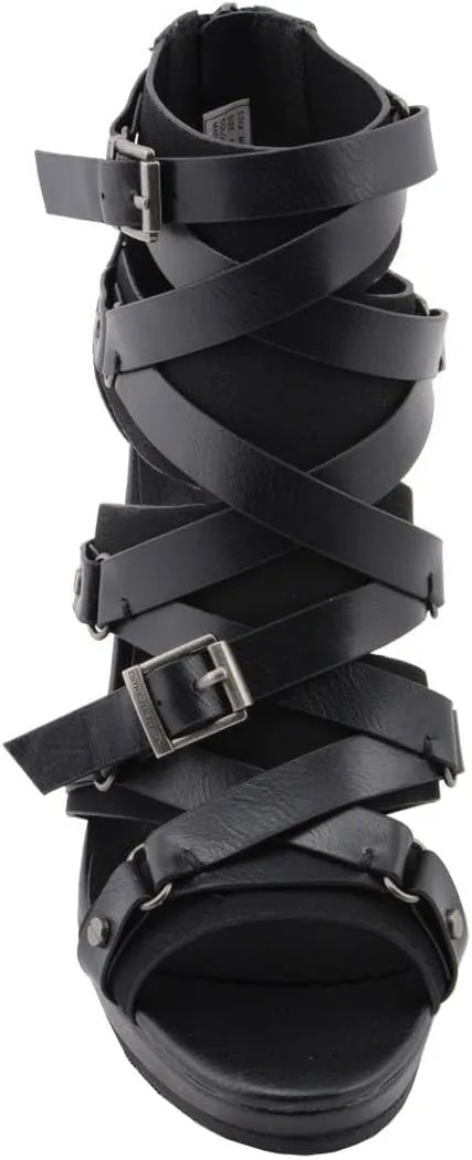 Milwaukee Leather MBL9451 Women's Black Fashion Casual Stiletto Heeled Sandals with Ankle Strap - 6