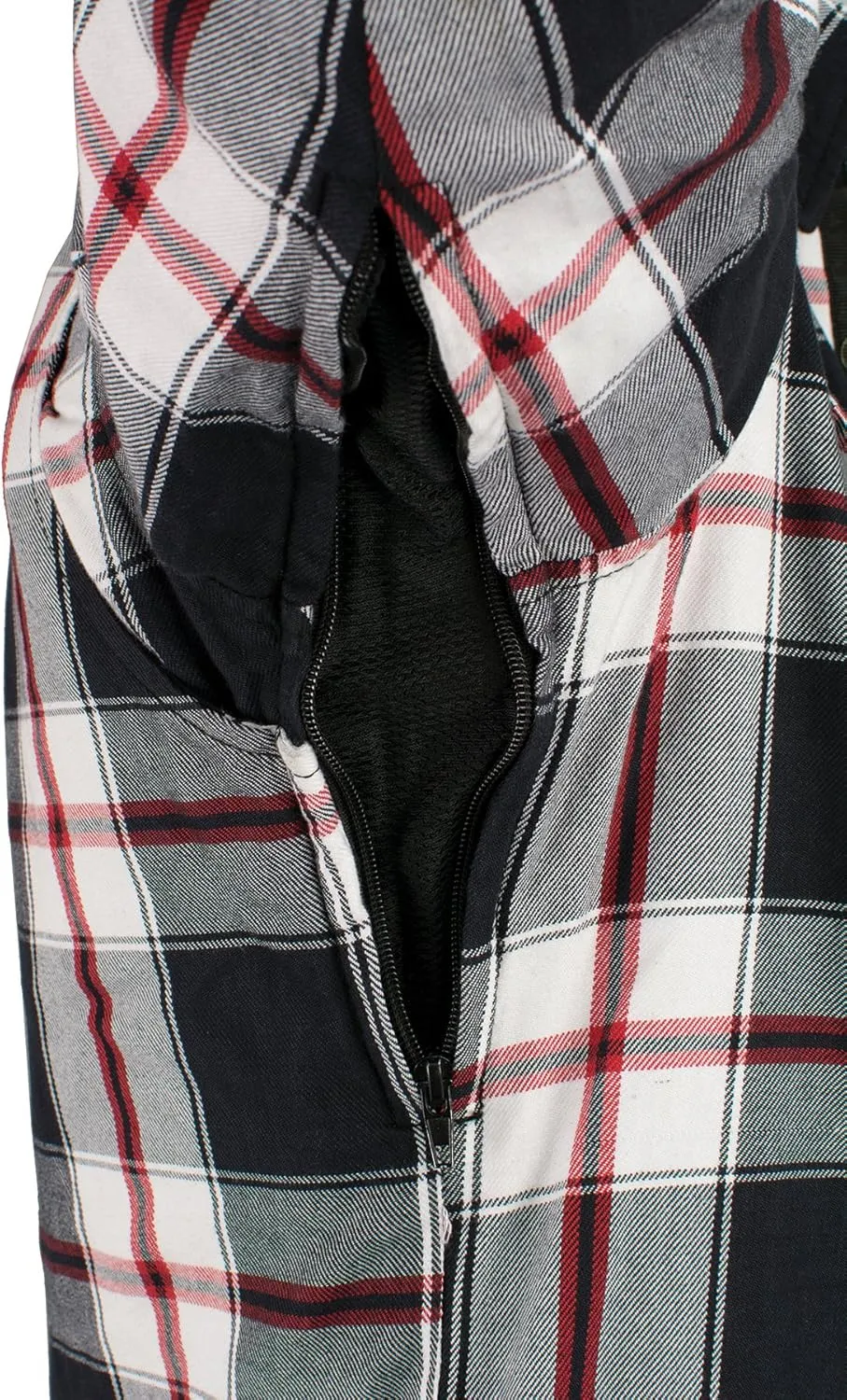Milwaukee Leather Men's Plaid Flannel Biker Shirt with CE Approved Armor - Reinforced w/Aramid Fibers MPM1625