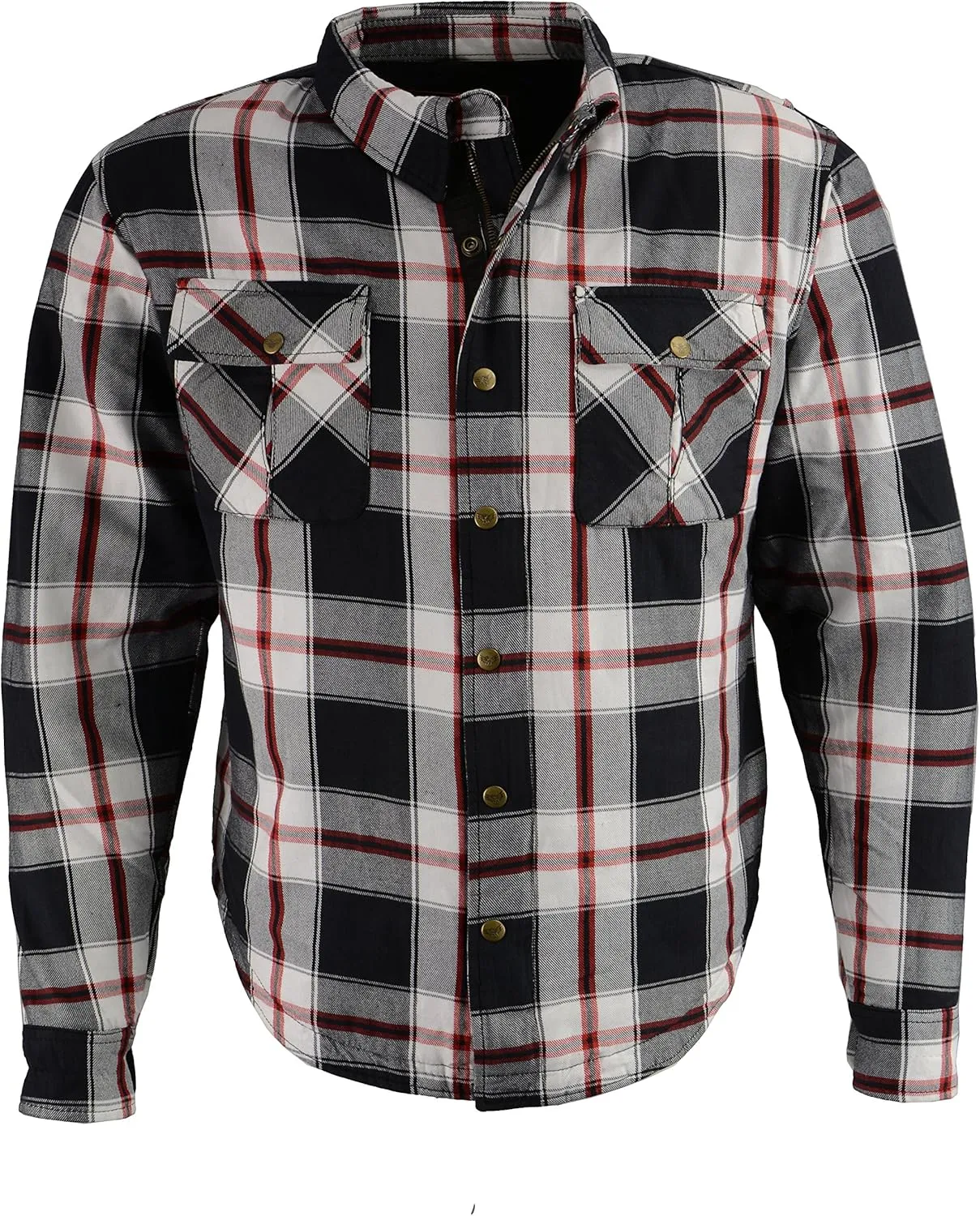 Milwaukee Leather Men's Plaid Flannel Biker Shirt with CE Approved Armor - Reinforced w/Aramid Fibers MPM1625