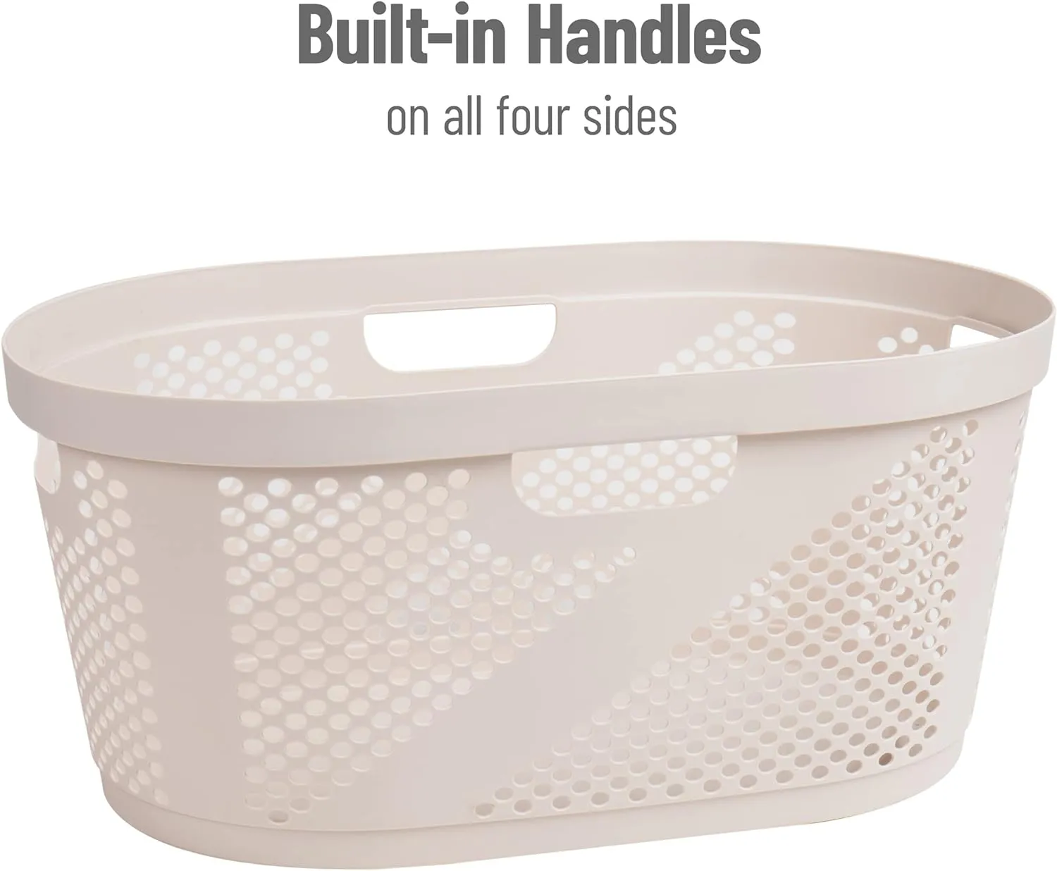 Mind Reader 40L Laundry Basket, Clothes Hamper, Ventilated, Plastic, 23"L x 14.5"W x 10.5"H, Set of 2, Ivory