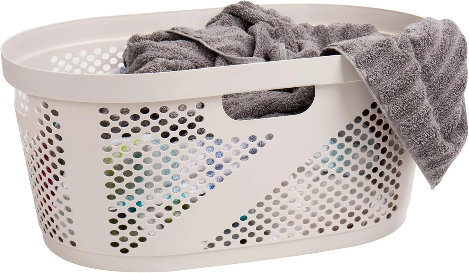 Mind Reader 40L Laundry Basket, Clothes Hamper, Ventilated, Plastic, 23"L x 14.5"W x 10.5"H, Set of 2, Ivory