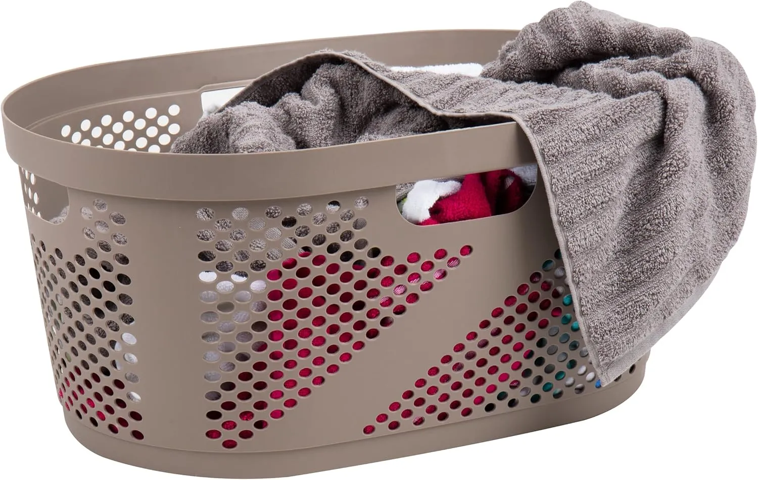 Mind Reader 40L Laundry Basket, Clothes Hamper, Ventilated, Plastic, 23"L x 14.5"W x 10.5"H, Set of 2, Tan