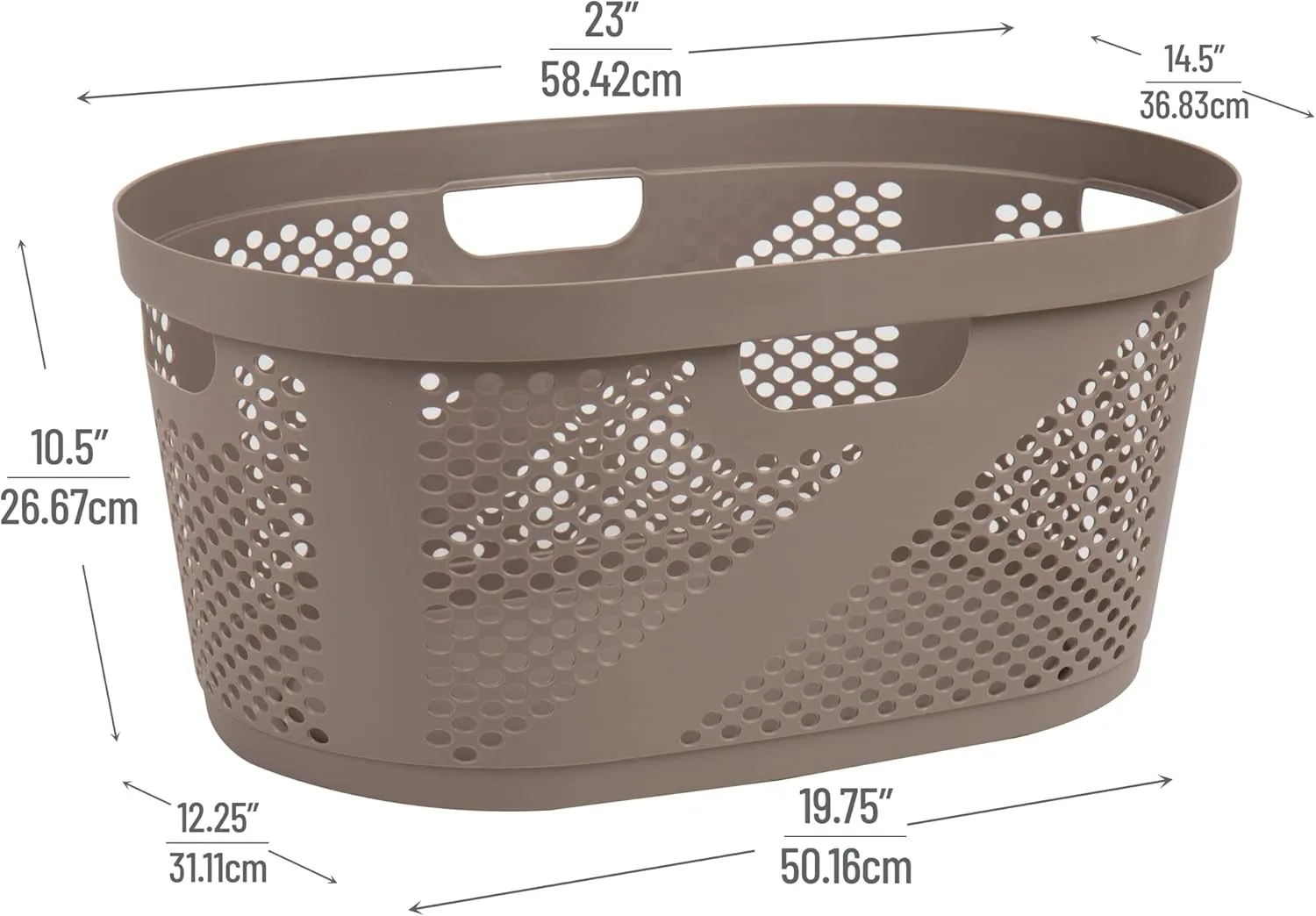 Mind Reader 40L Laundry Basket, Clothes Hamper, Ventilated, Plastic, 23"L x 14.5"W x 10.5"H, Set of 2, Tan