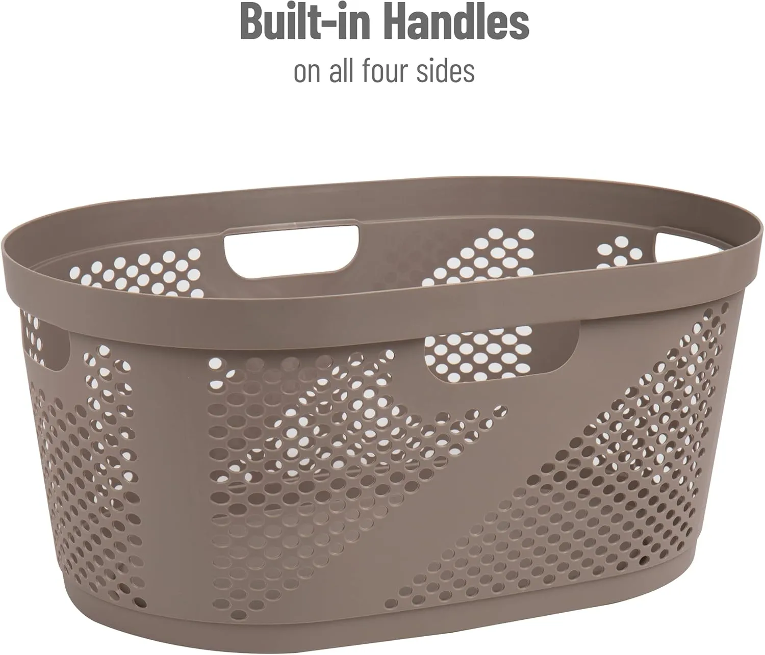 Mind Reader 40L Laundry Basket, Clothes Hamper, Ventilated, Plastic, 23"L x 14.5"W x 10.5"H, Set of 2, Tan