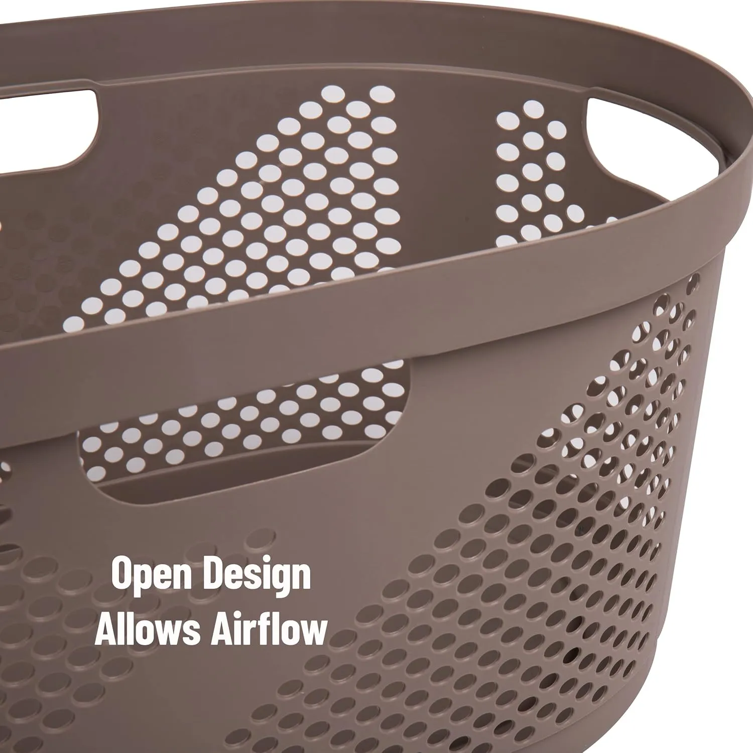 Mind Reader 40L Laundry Basket, Clothes Hamper, Ventilated, Plastic, 23"L x 14.5"W x 10.5"H, Set of 2, Tan