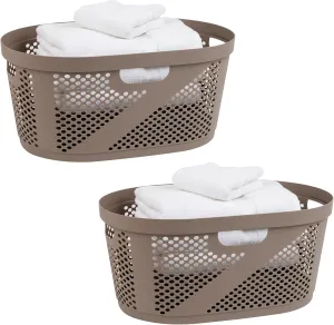Mind Reader 40L Laundry Basket, Clothes Hamper, Ventilated, Plastic, 23"L x 14.5"W x 10.5"H, Set of 2, Tan