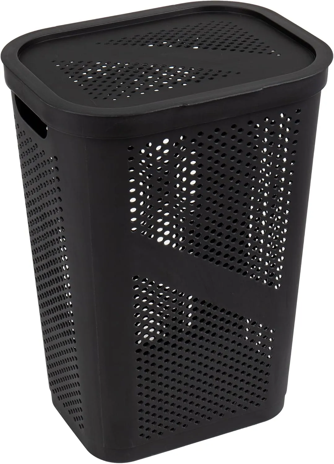 Mind Reader 60L Slim Laundry Hamper, Clothes Basket, Lid, Ventilated, Plastic, 17.25"L x 13.75"W x 23.5"H, Black