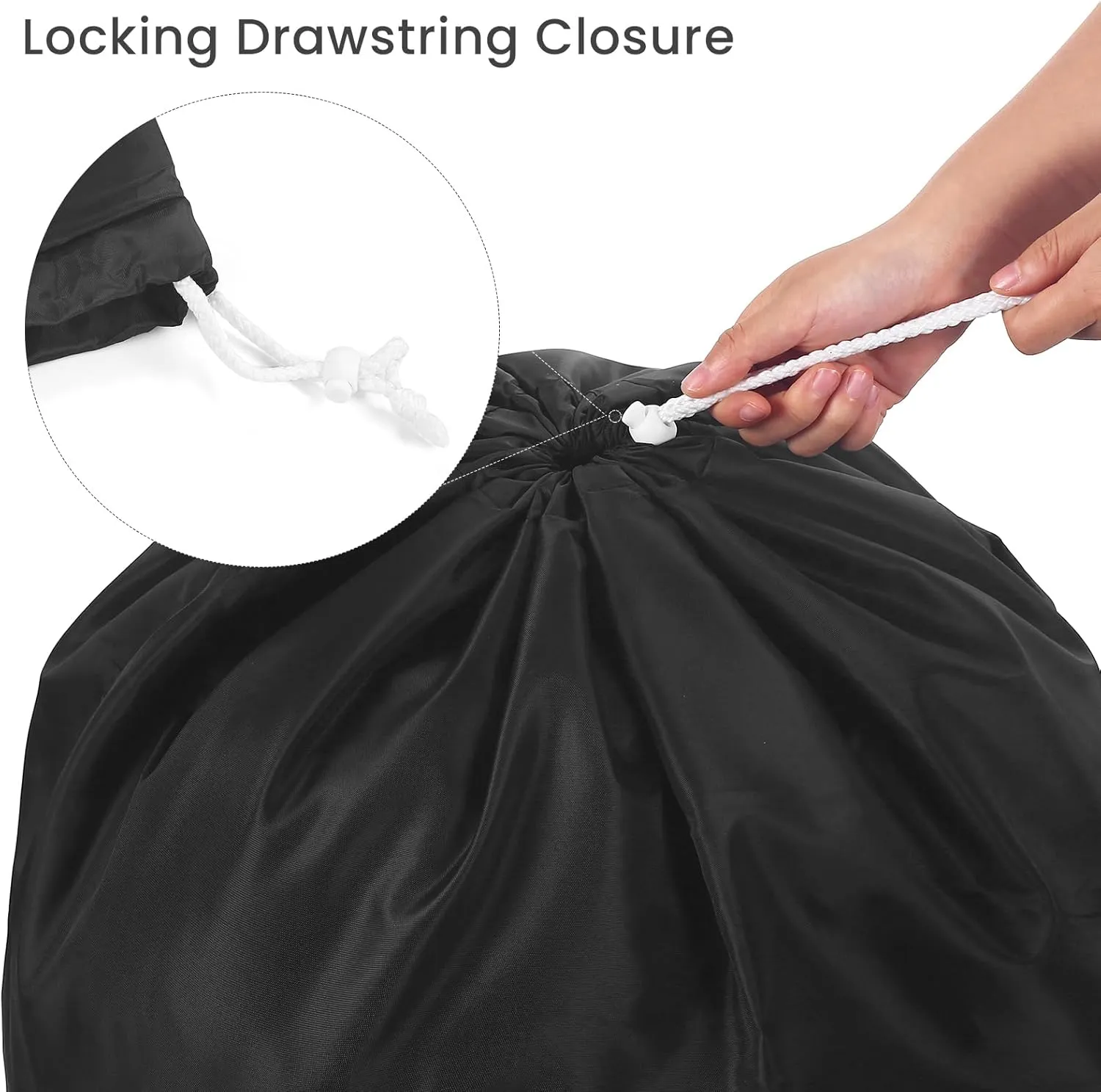 Miss Promation Travel Laundry Bag, Nylon Laundry Bag-Machine Washable Dirty Clothes Organizer with Drawstring，Easy Fit a Laundry Hamper or Basket 28" x 38" (Black)