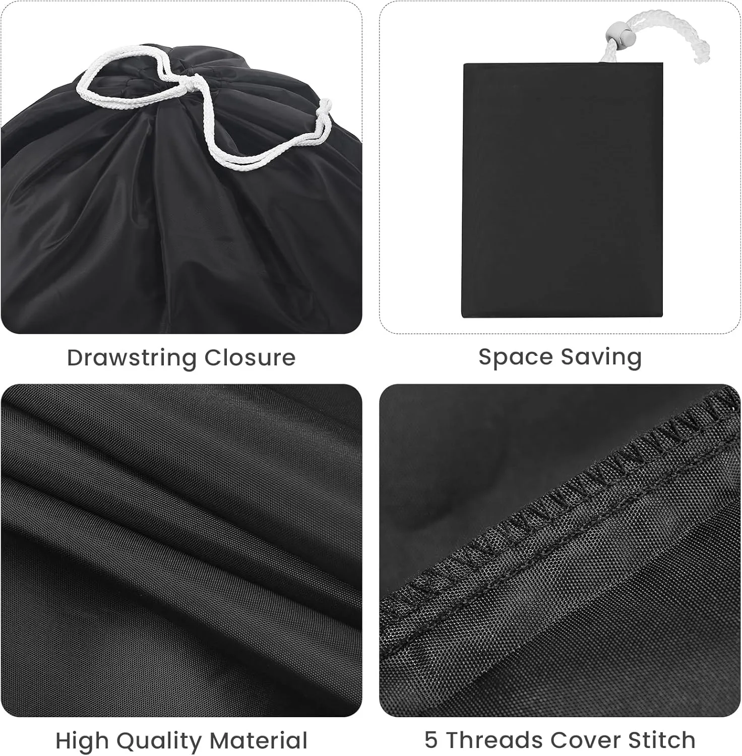 Miss Promation Travel Laundry Bag, Nylon Laundry Bag-Machine Washable Dirty Clothes Organizer with Drawstring，Easy Fit a Laundry Hamper or Basket 28" x 38" (Black)