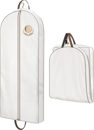 MISSLO 60" Cotton Garment Bag for Long Dress Breathable Garment Bags for Travel for Women Foldable Dress Cover Luxury Hanging Clothes Storage for Fur Coat, Jacket, Gown, Suit