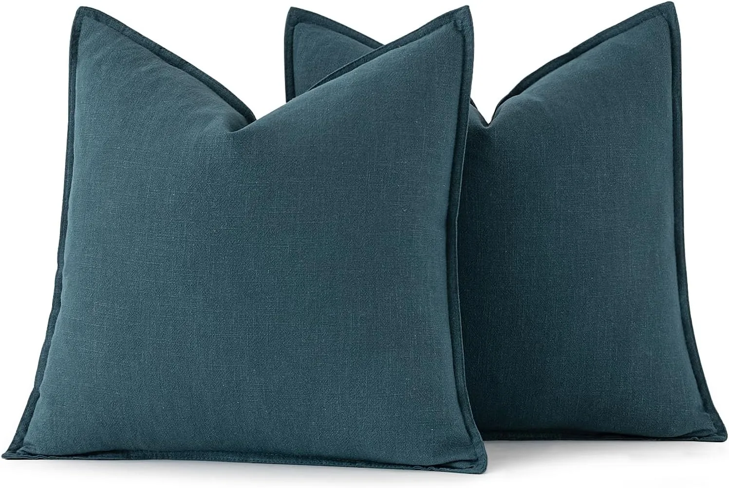 MIULEE Decorative Linen Pillow Covers 18x18 Inch Blue ​Boho Farmhouse​ ​Neutral Couch Throw Pillows for Bed Pack of 2 Accent Outdoor Pillowcase Modern Sofa Cushion Livingroom Home Decor