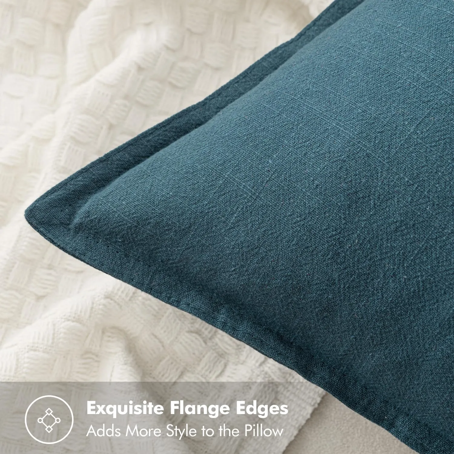 MIULEE Decorative Linen Pillow Covers 18x18 Inch Blue ​Boho Farmhouse​ ​Neutral Couch Throw Pillows for Bed Pack of 2 Accent Outdoor Pillowcase Modern Sofa Cushion Livingroom Home Decor