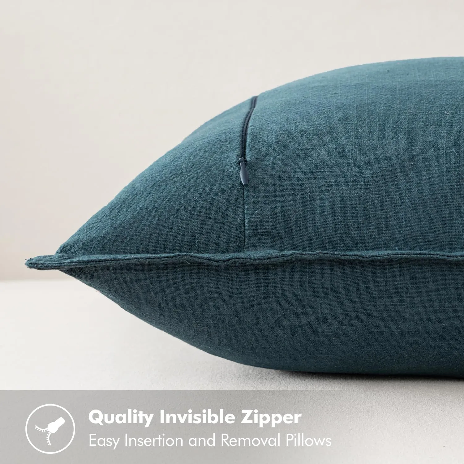 MIULEE Decorative Linen Pillow Covers 18x18 Inch Blue ​Boho Farmhouse​ ​Neutral Couch Throw Pillows for Bed Pack of 2 Accent Outdoor Pillowcase Modern Sofa Cushion Livingroom Home Decor