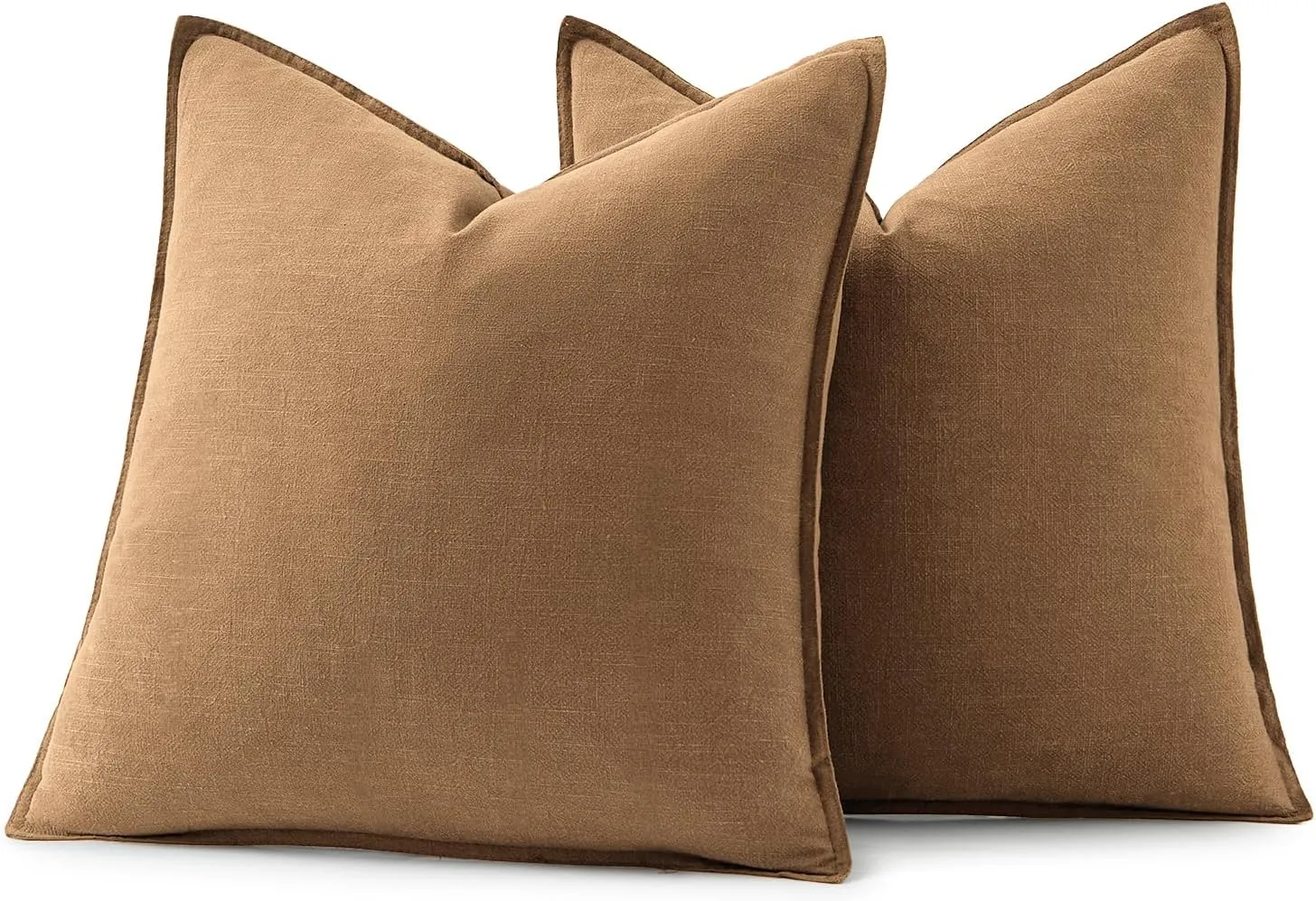 MIULEE Decorative Linen Pillow Covers 18x18 Inch Brown ​Boho Farmhouse​ ​Neutral Couch Throw Pillows for Bed Pack of 2 Accent Outdoor Pillowcase Modern Sofa Cushion Livingroom Home Decor