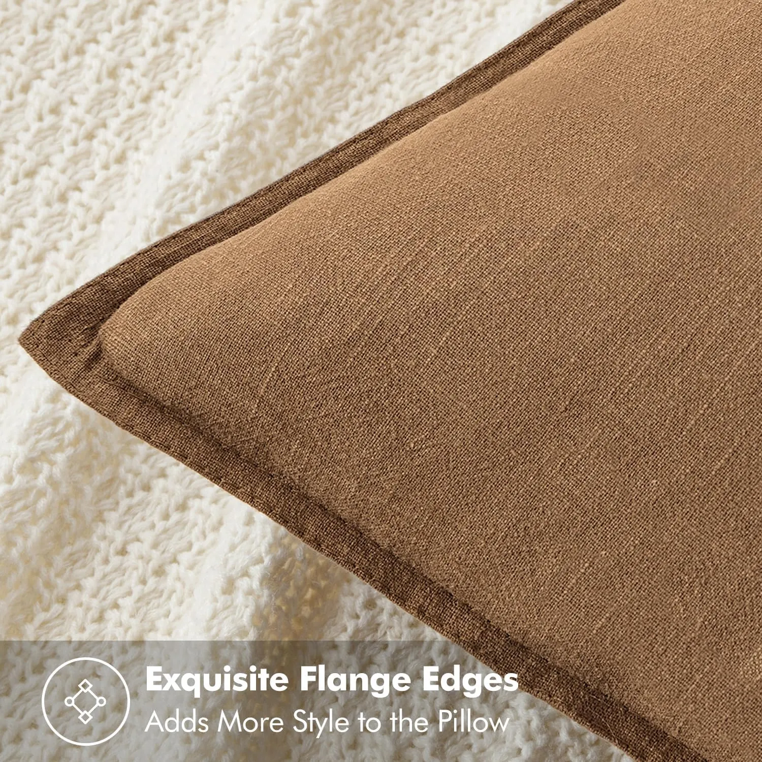 MIULEE Decorative Linen Pillow Covers 18x18 Inch Brown ​Boho Farmhouse​ ​Neutral Couch Throw Pillows for Bed Pack of 2 Accent Outdoor Pillowcase Modern Sofa Cushion Livingroom Home Decor